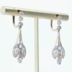 Boucles d'oreilles anciennes diamants Belle époque