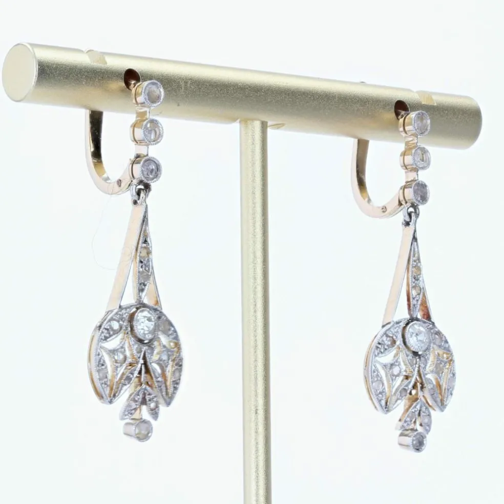 Boucles d'oreilles anciennes diamants Belle époque