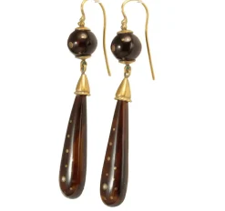 Boucles d'oreilles anciennes en or piqué écaille de tortue
