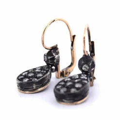 BOUCLES D'OREILLES ANCIENNES EN OR ET ARGENT - ÉPOQUE VICTORIENNE