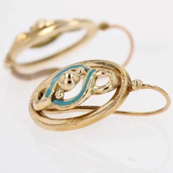 Boucles d'oreilles ancienne Dormeuses Or et émail