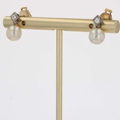 Boucles d'oreilles anciennes diamants perles