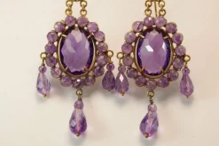 Boucles d'oreilles anciennes en or et améthyste