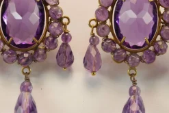 Boucles d'oreilles anciennes en or et améthyste