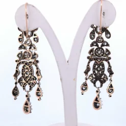 BOUCLES D'OREILLES ANCIENNES - OR ROSE ET ARGENT - ÉPOQUE VICTORIENNE