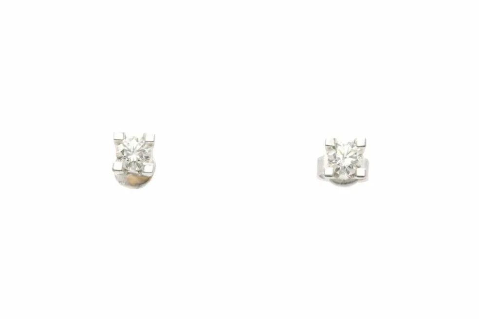 Boucles d'oreilles Années 70 en or blanc 18 carats serties de diamant