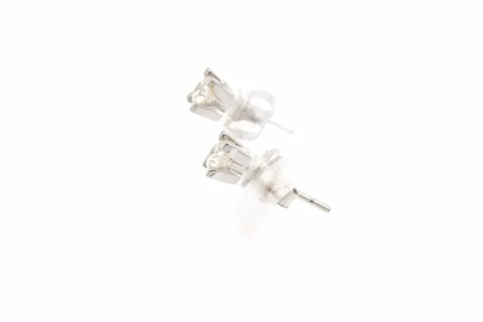 Boucles d'oreilles Années 70 en or blanc 18 carats serties de diamant