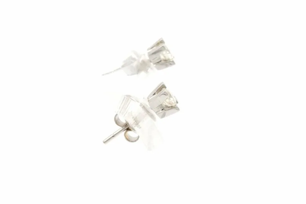 Boucles d'oreilles Années 70 en or blanc 18 carats serties de diamant