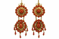 Boucles d'oreilles antiques en or corail