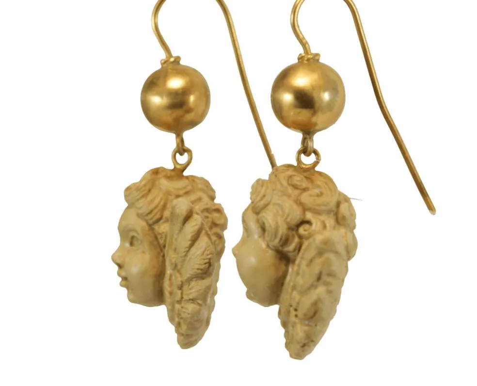 Boucles d'oreilles antiques Camées de lave