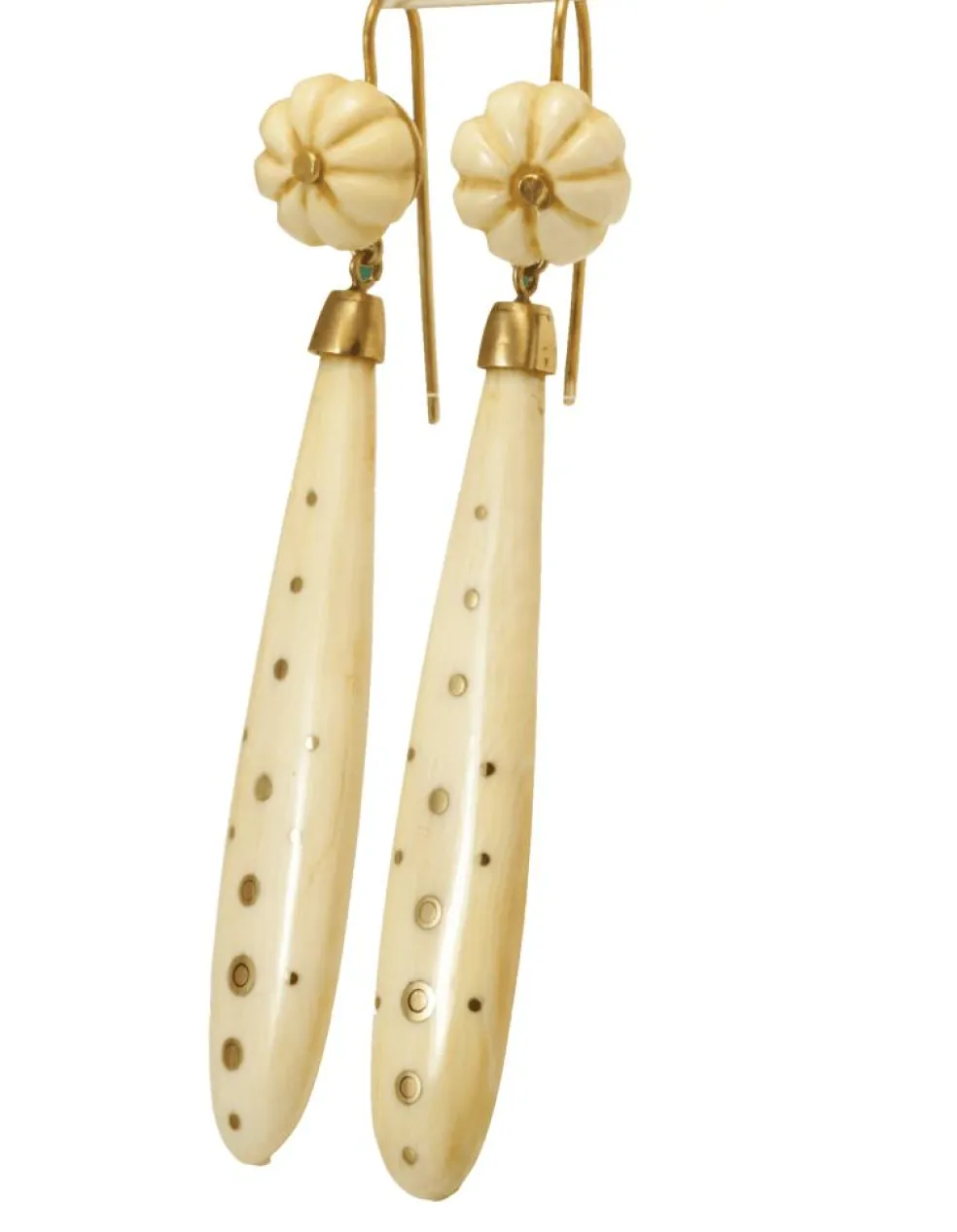 Boucles d'oreilles antiques en or piqué ivoire