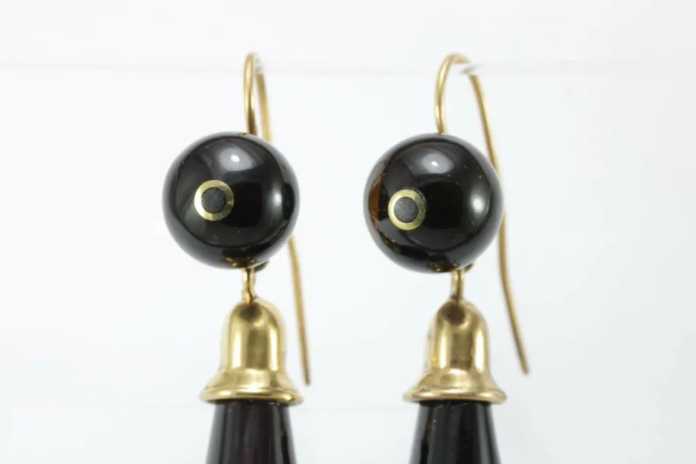 Boucles d'oreilles antiques en or piqué écaille de tortue