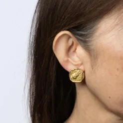 Boucles d'oreilles AOE vintage ronds en or jaune