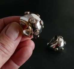Boucles d'Oreilles Argent Et Pierres Blanches