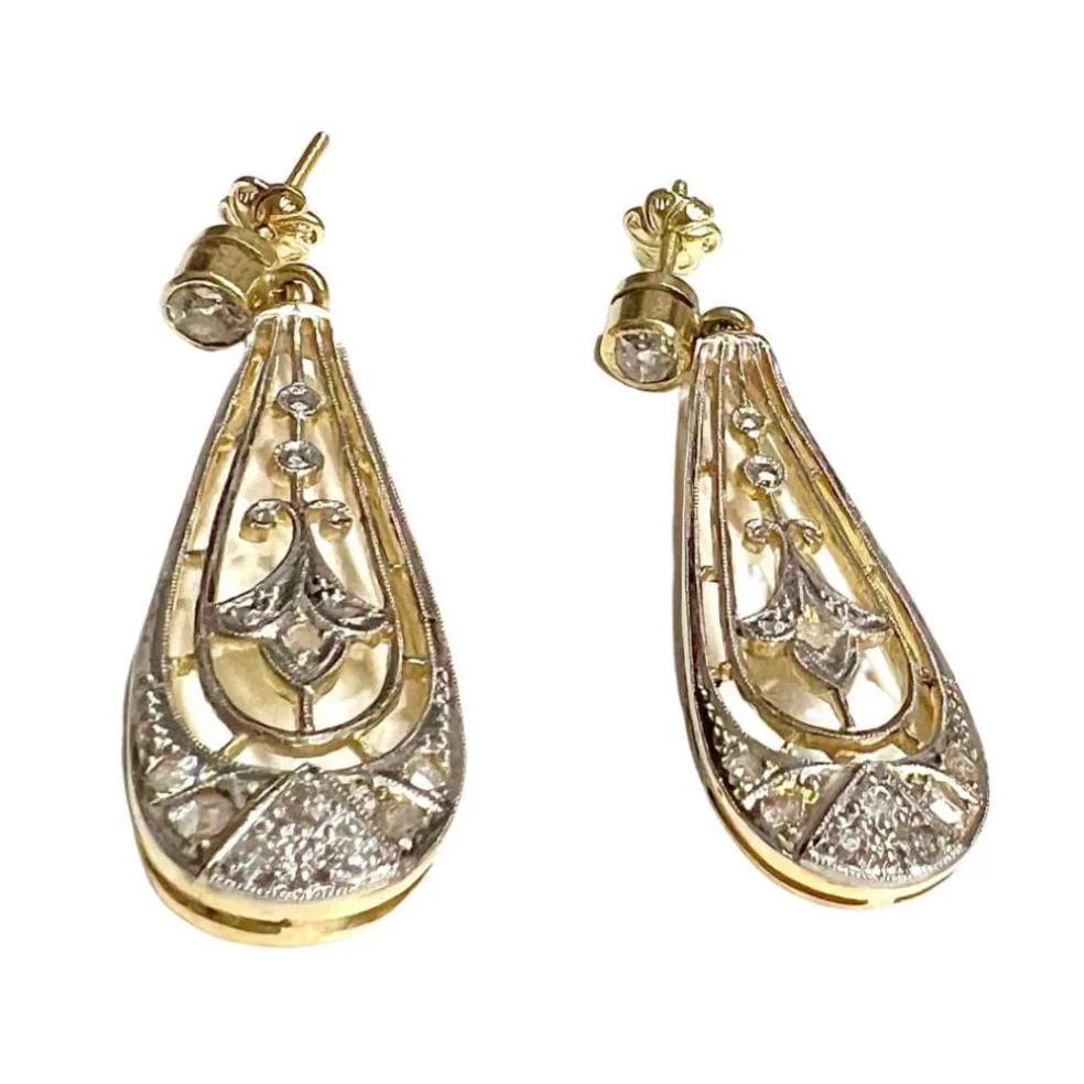 BOUCLES D'OREILLES ART DÉCO DIAMANTS
