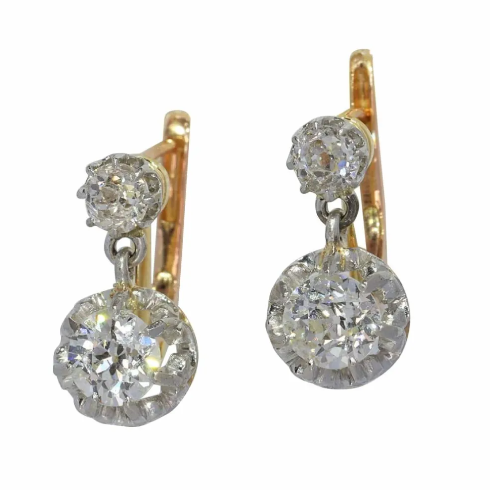 Boucles d'oreilles Art Déco Diamants : L'élégance des années 1920 en or et platine