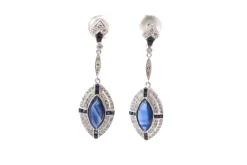 Boucles d'oreilles Art Déco saphirs et diamants