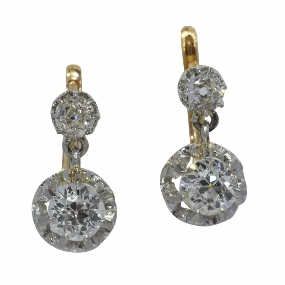 Boucles d'oreilles Art Déco Diamants : L'élégance des années 1920 en or et platine