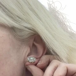 Boucles d'oreilles Art Déco en or et platine avec diamants et perles