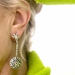 BOUCLES D'OREILLES ART DÉCO SAPHIRS DIAMANTS
