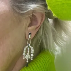 BOUCLES D'OREILLES ART DÉCO SAPHIRS DIAMANTS