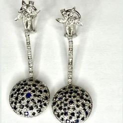 BOUCLES D'OREILLES ART DÉCO SAPHIRS DIAMANTS