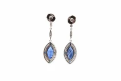 Boucles d'oreilles Art Déco saphirs et diamants