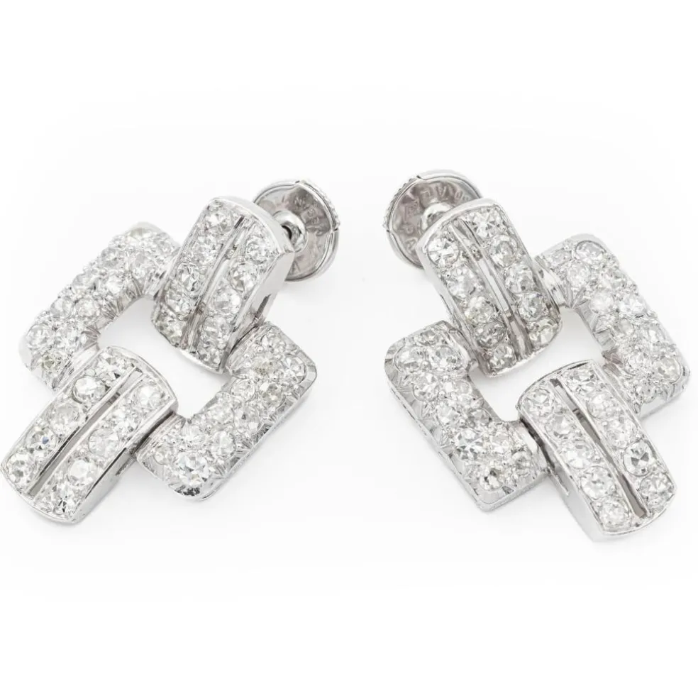 Boucles d'oreilles Art déco Platine Diamant