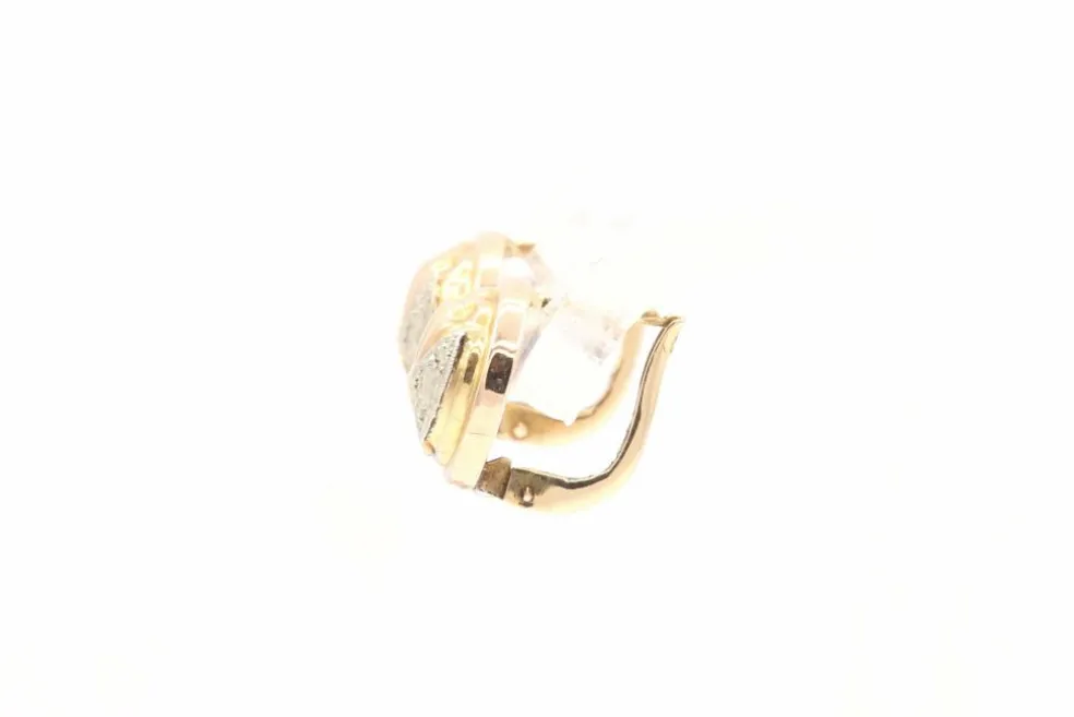 Boucles d'oreilles Art Déco en or jaune et blanc serties de diamants