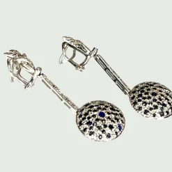 BOUCLES D'OREILLES ART DÉCO SAPHIRS DIAMANTS