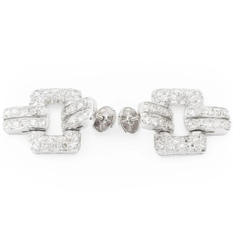 Boucles d'oreilles Art déco Platine Diamant