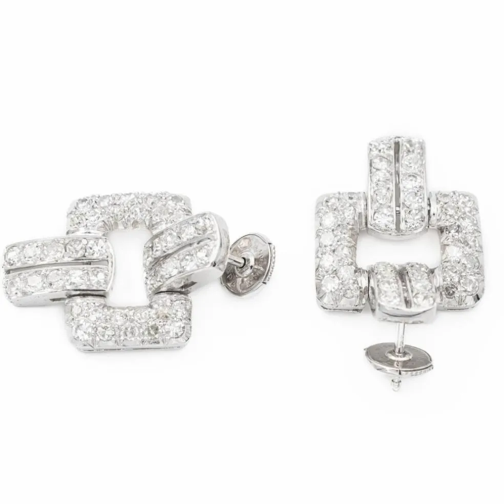 Boucles d'oreilles Art déco Platine Diamant