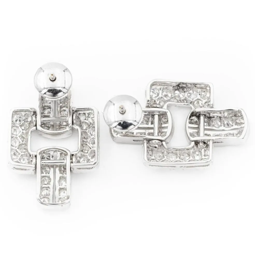 Boucles d'oreilles Art déco Platine Diamant