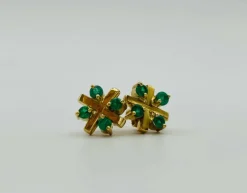 Boucles d'oreilles avec émeraudes