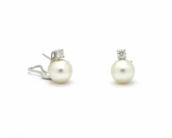 Boucles d'oreilles avec perles australiennes et diamants