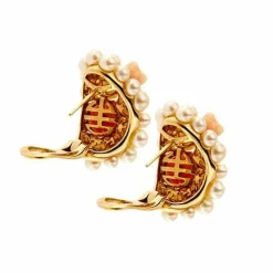 Boucles d'oreilles avec perles et coraux roses