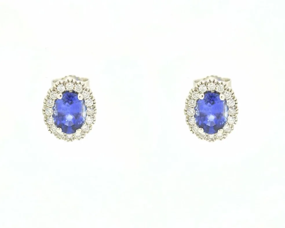 Boucles d'oreilles avec saphirs et diamants de 2,15 ct