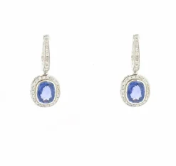 Boucles d'oreilles avec saphir Ceylan No Heat et diamants