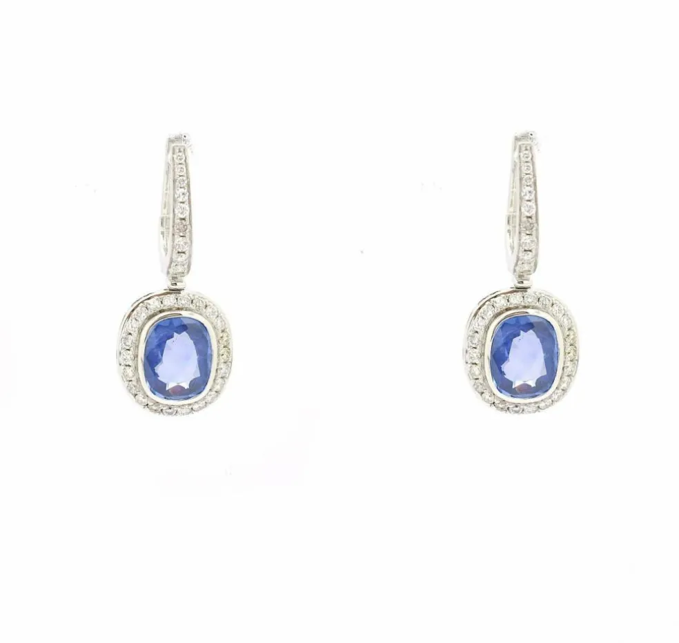 Boucles d'oreilles avec saphir Ceylan No Heat et diamants