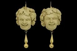 Boucles d'oreilles Bacchus Or camées de lave