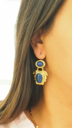 Boucles d'Oreilles Cabochon Lapis Lazuli