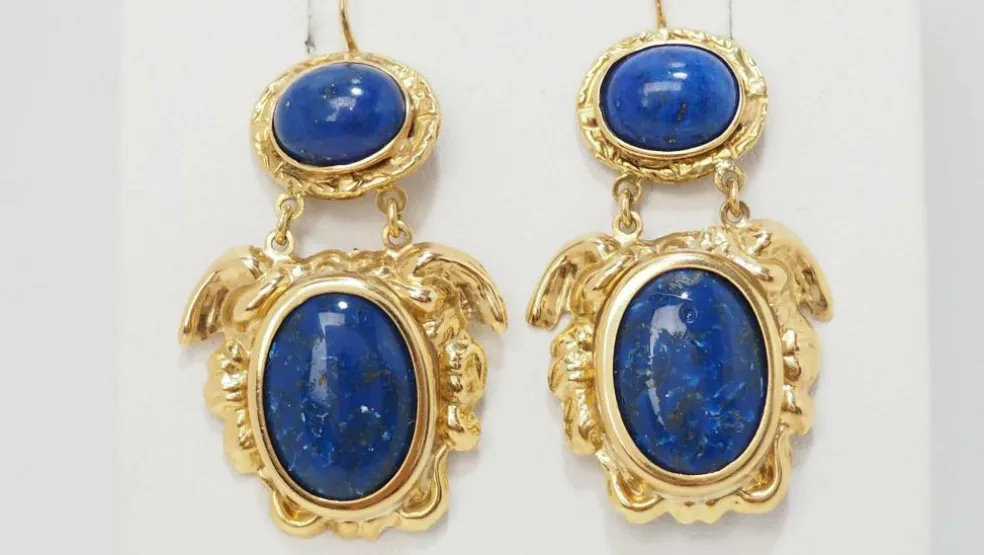 Boucles d'Oreilles Cabochon Lapis Lazuli