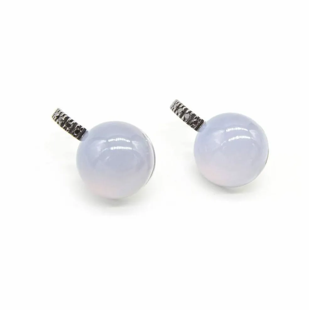 Boucles d'oreilles CALCEDONIA en or et diamants noirs