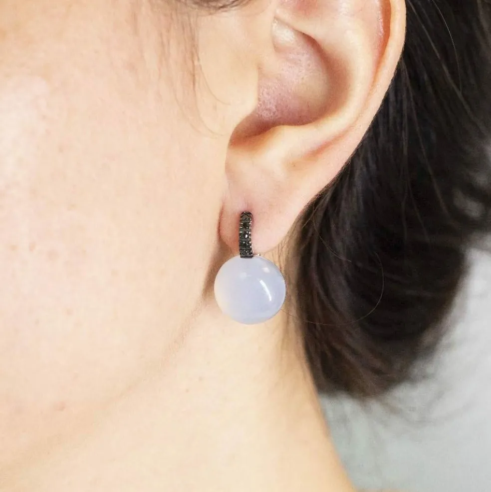 Boucles d'oreilles CALCEDONIA en or et diamants noirs