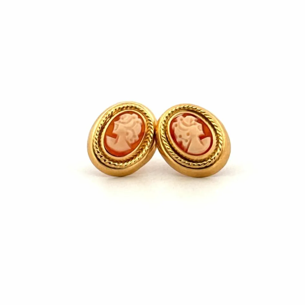 Boucles D'oreilles Camé Or Jaune 18k