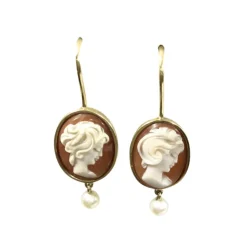 Boucles d'oreilles Camées Et Perles