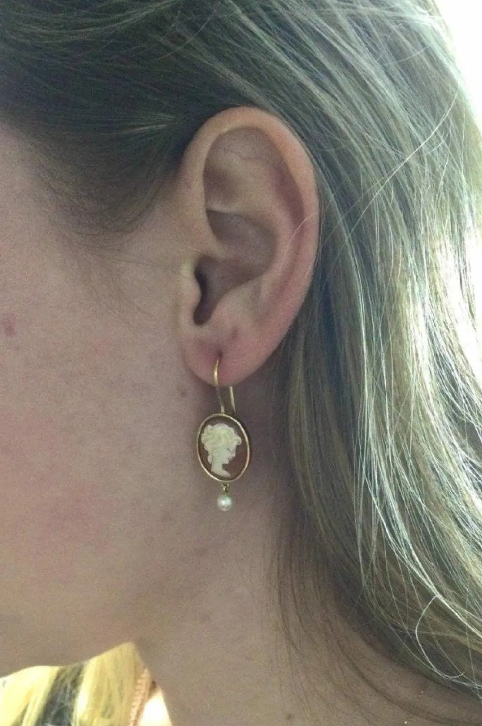 Boucles d'oreilles Camées Et Perles