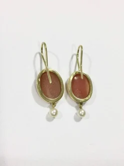 Boucles d'oreilles Camées Et Perles
