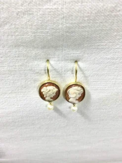 Boucles d'oreilles Camées Et Perles