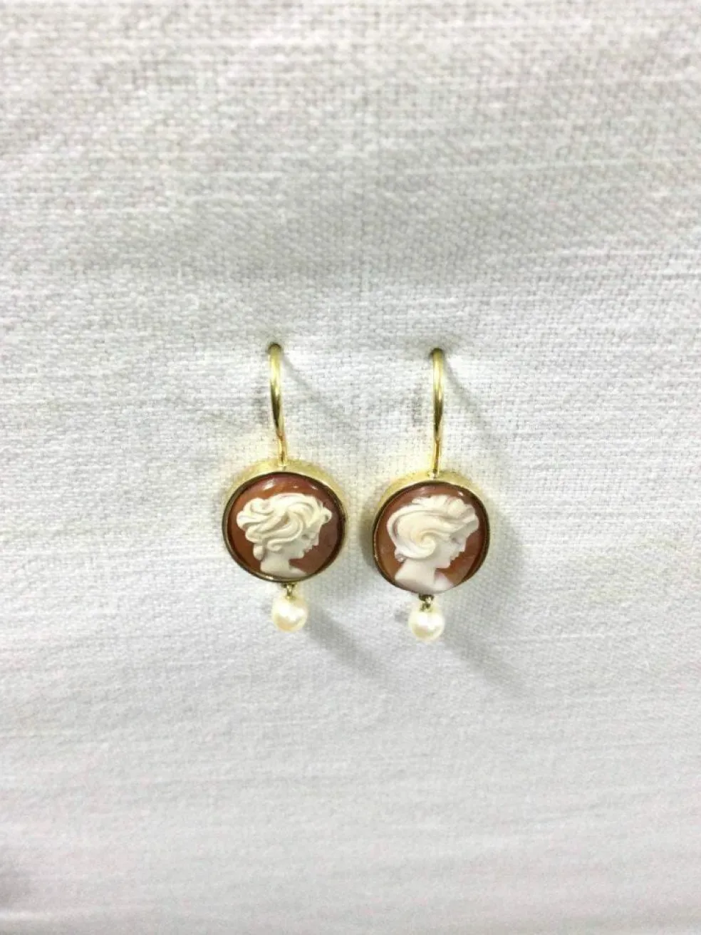 Boucles d'oreilles Camées Et Perles